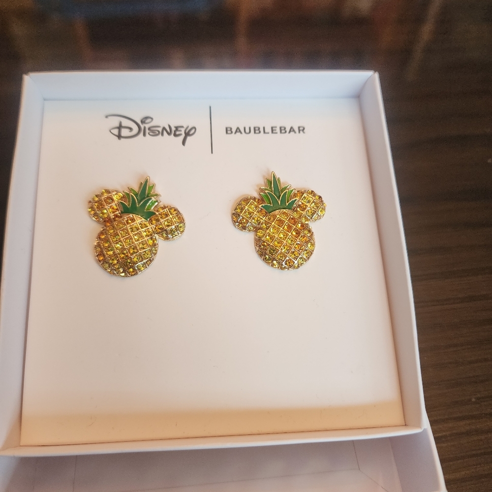 Disney x Baublebar Mickey Mouse Pineapple Stud Summer Collection Rhinestones New